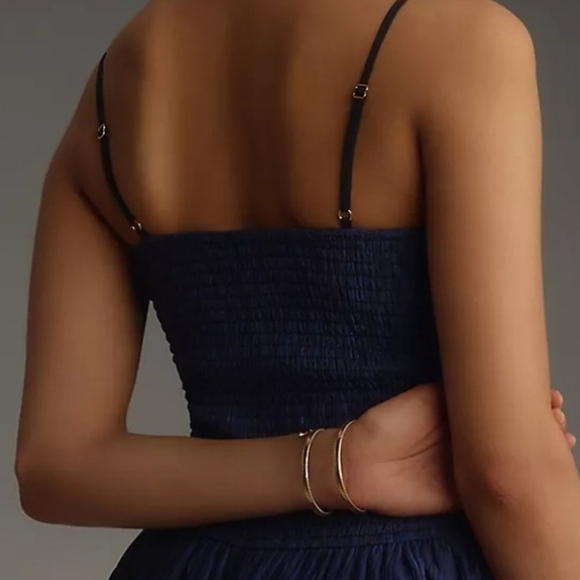 Hutch Anthropologie Sleeveless Drop Waist Square Neck Romper in Blue Motif NWT - Picture 7 of 16